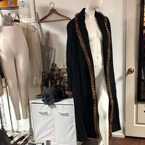 Alain Chabason Vintage Black Coat with Fur Trim